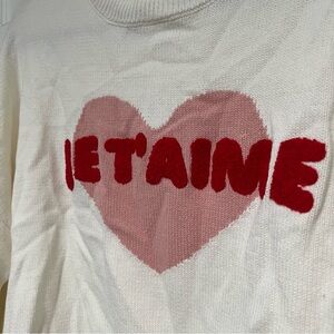 ‘Je T’aime’ ❤️ Heart Valentine’s Cropped Sweater